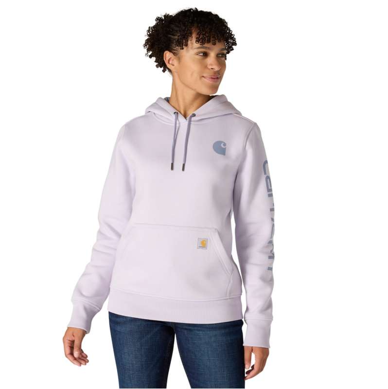 Carhartt  Mica/Wisteria Women's Relaxed Fit Midweight Logo Sleeve Graphic Hoodie