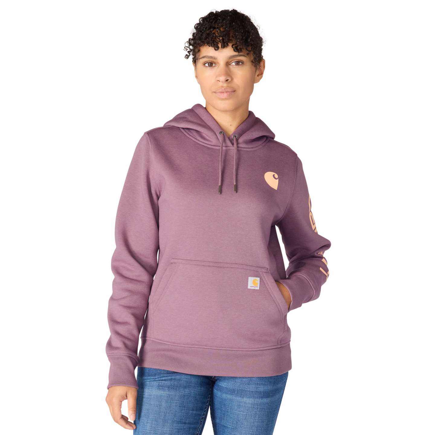 Женский свитшот Carhartt Iconic Clarksburg Logo, цвет: Пепельный ягодный меланжевый — фото 1