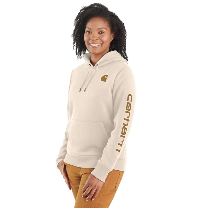 Carhartt  Malt/Carhartt Brown Women's Relaxed Fit Midweight Logo Sleeve Graphic Hoodie