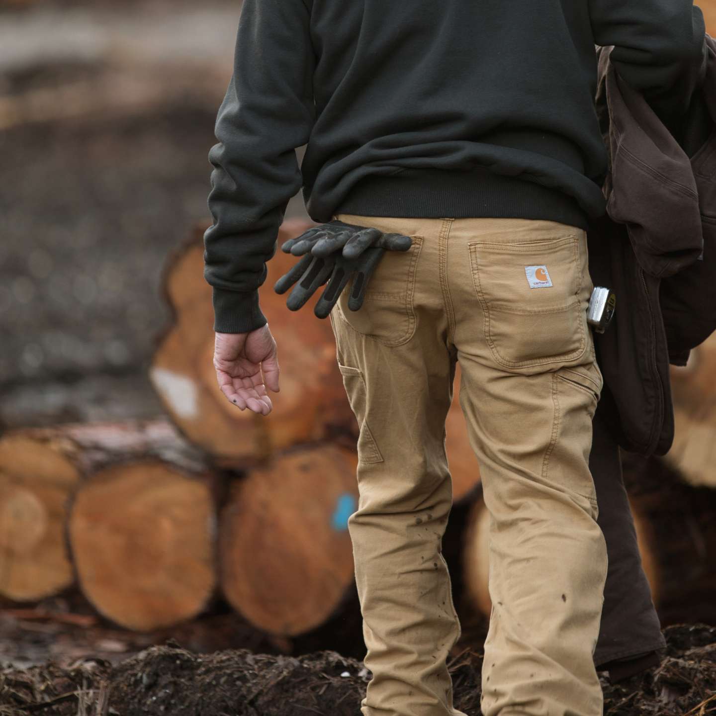 Мужские брюки Carhartt Relaxed Straight Rigby Double-Front Dungaree, цвет: Hickory — фото 5