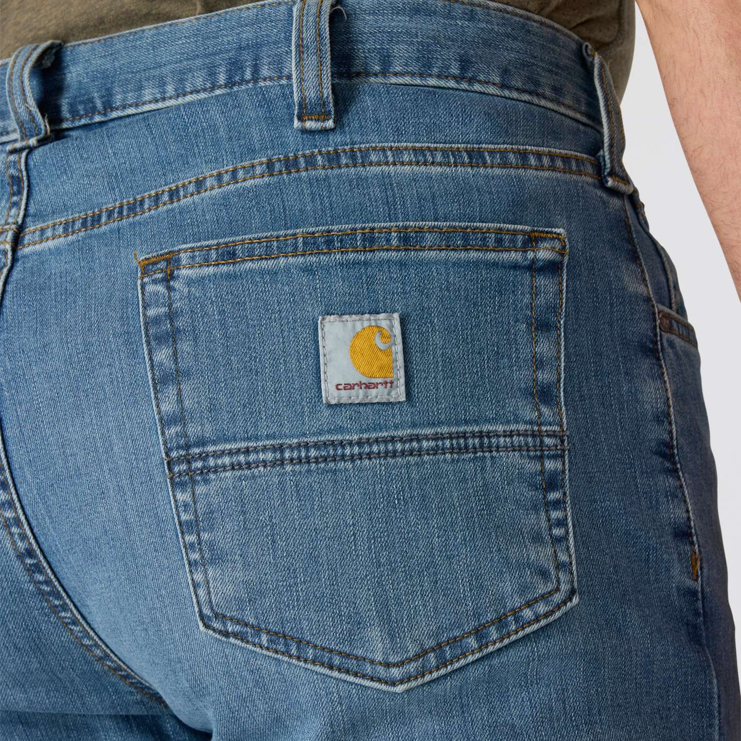 Мужские джинсы Carhartt Relaxed Straight Rugged Flex™ Jean, цвет: Coldwater — фото 6