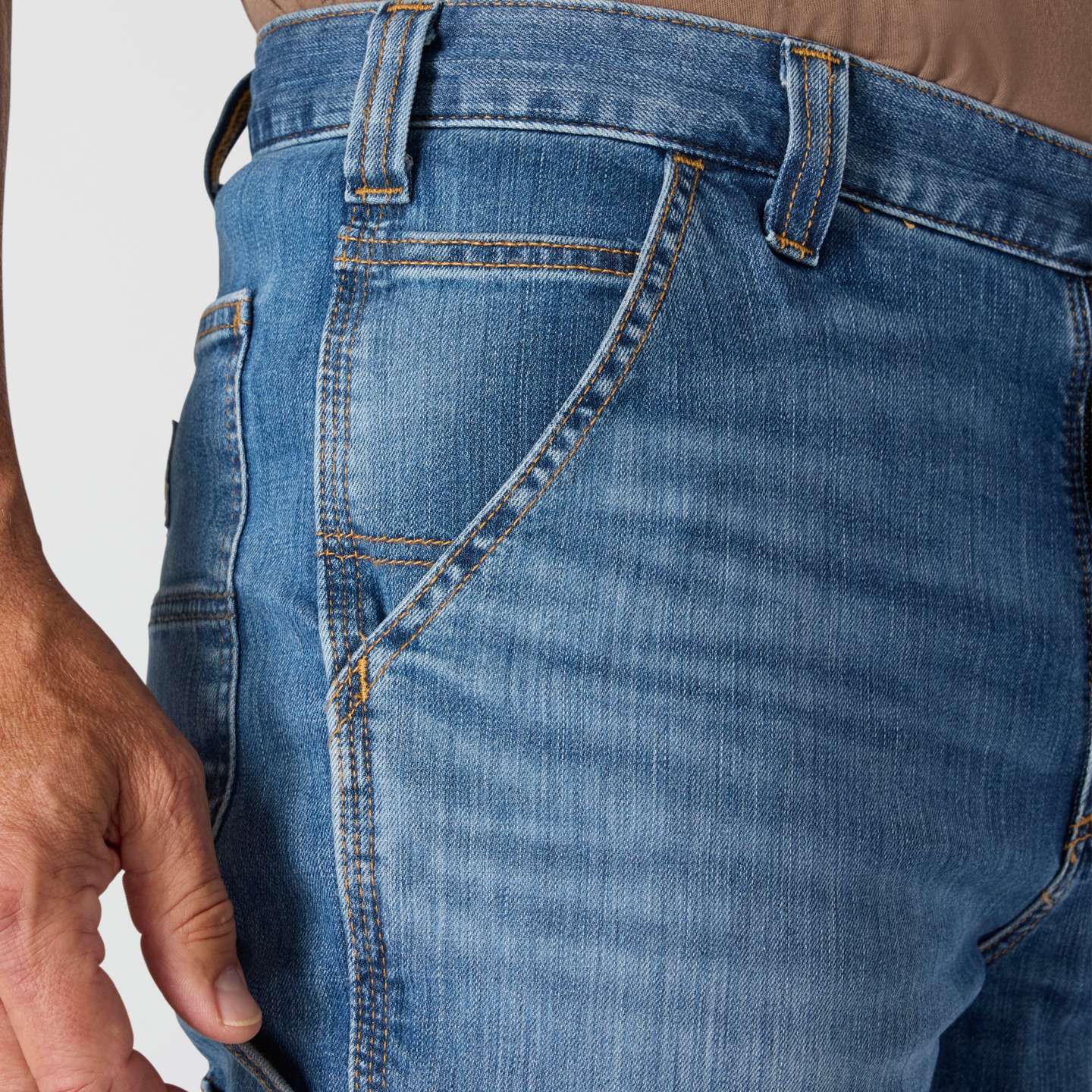 Мужские брюки Carhartt Relaxed Straight Rugged Flex™ Denim Dungaree, цвет: Houghton — фото 6