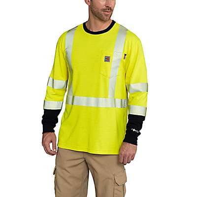 Carhartt Men's Brite Lime Flame-Resistant High-Visibility Force Long-Sleeve T-Shirt -Class 3