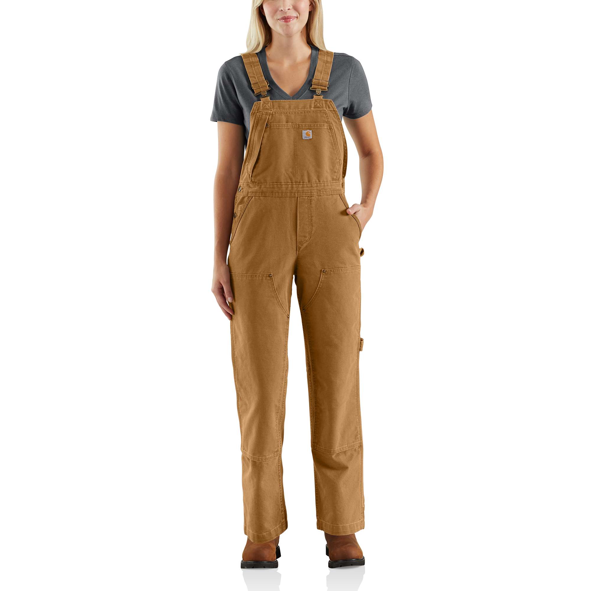 tan carhartt overalls