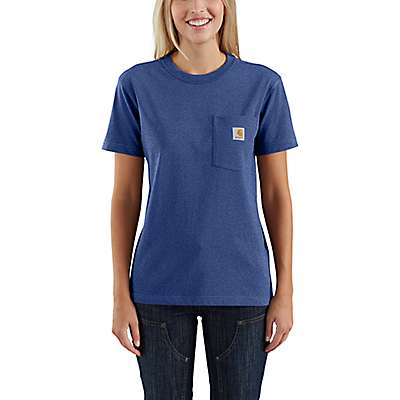 Carhartt Women's Scout Blue Heather Women's Loose Fit Heavyweight Short-Sleeve Pocket T-Shirt