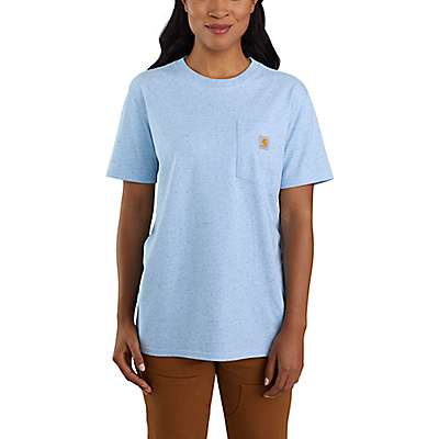 Carhartt Women's Powder Blue Nep Women's Loose Fit Heavyweight Short-Sleeve Pocket T-Shirt