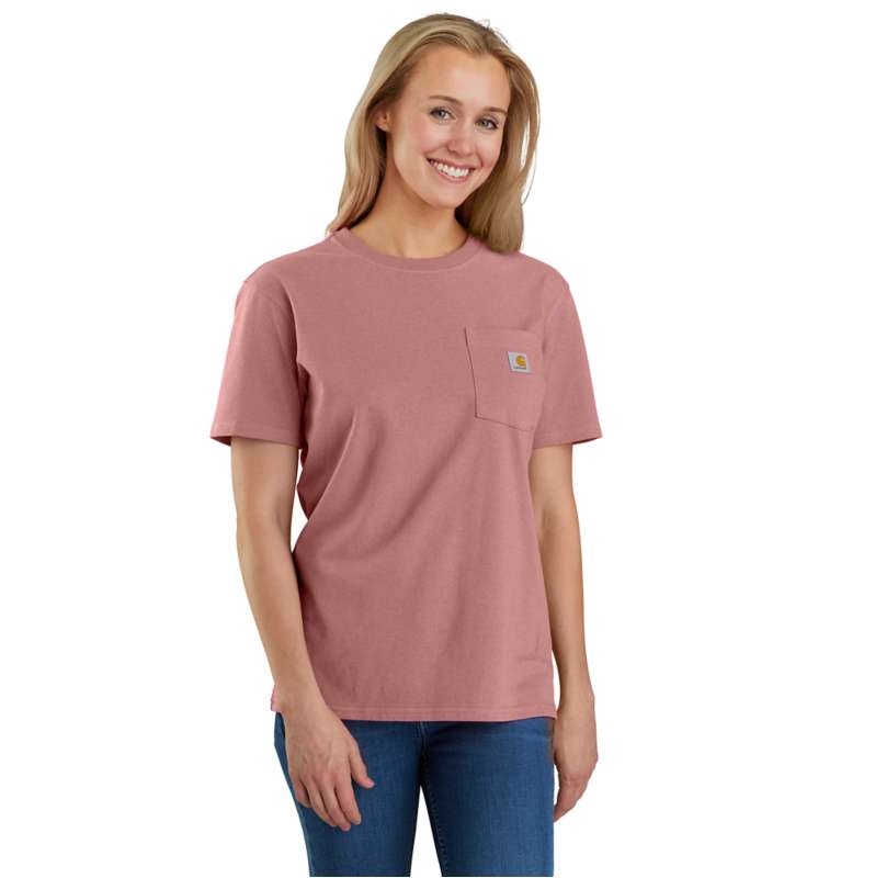 Carhartt  Rose Tint Heather Women's Loose Fit Heavyweight Short-Sleeve Pocket T-Shirt