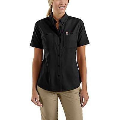 Carhartt Women's Black Women's Rugged Professional™ Series Relaxed Fit Canvas Short Sleeve Work Shirt