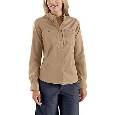 Carhartt Women's Dark Khaki Women's Rugged Professional™ Series Relaxed Fit Canvas Long Sleeve Work Shirt