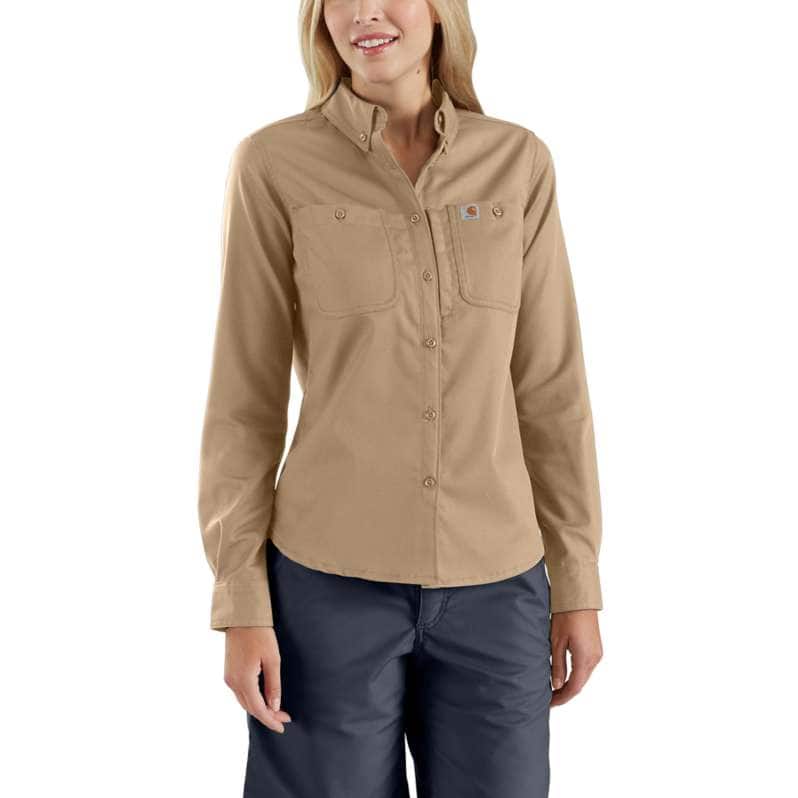 Carhartt  Dark Khaki Women's Rugged Professional™ Series Relaxed Fit Canvas Long Sleeve Work Shirt
