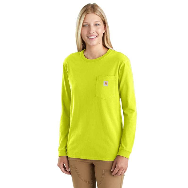 Carhartt  Brite Lime Women's Loose Fit Heavyweight Long-Sleeve Pocket T-Shirt
