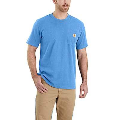 Carhartt Men's Blue Lagoon Heather Relaxed Fit Heavyweight Short-Sleeve Pocket T-Shirt