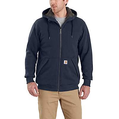 Carhartt Men's New Navy Rain Defender® Relaxed Fit Midweight Sherpa-Lined Full-Zip Sweatshirt