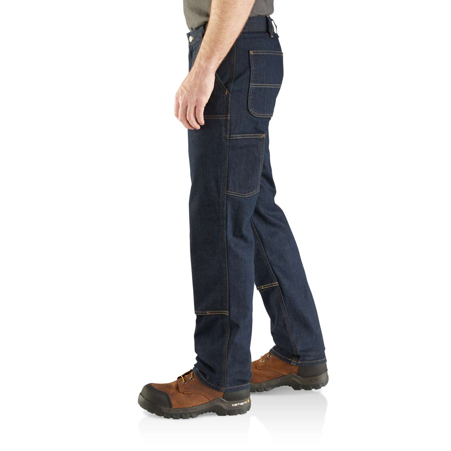 Мужские брюки Carhartt Relaxed Straight Rugged Flex™ Double-Front Denim Dungaree, цвет: Erie — фото 6