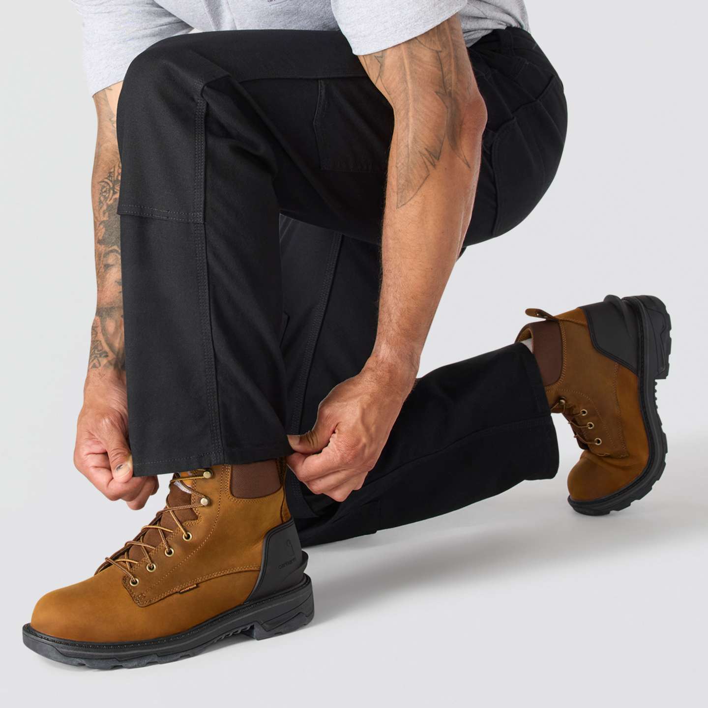 Мужские брюки Carhartt Relaxed Straight Rugged Flex™ Duck Double-Front Dungaree, цвет: Чёрный — фото 3
