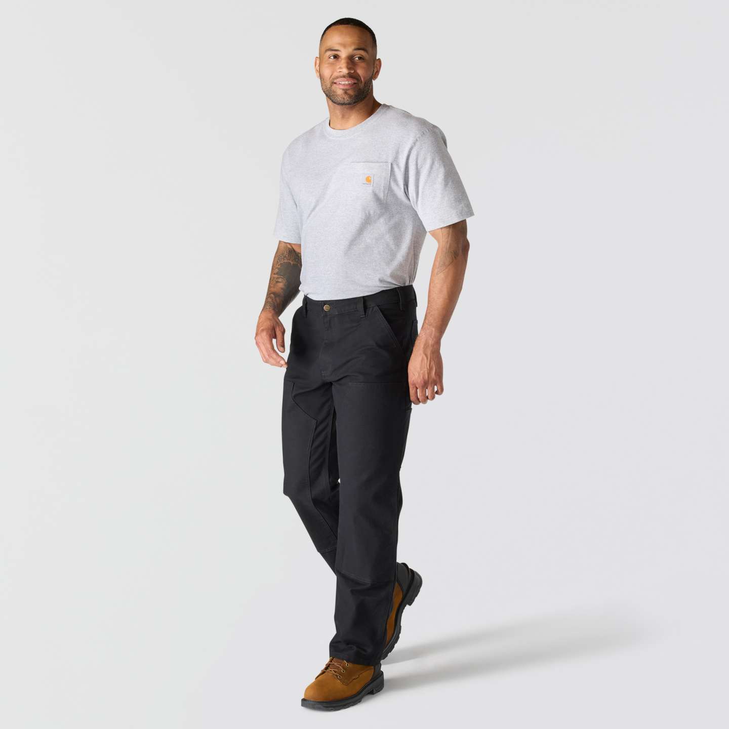 Мужские брюки Carhartt Relaxed Straight Rugged Flex™ Duck Double-Front Dungaree, цвет: Чёрный — фото 6