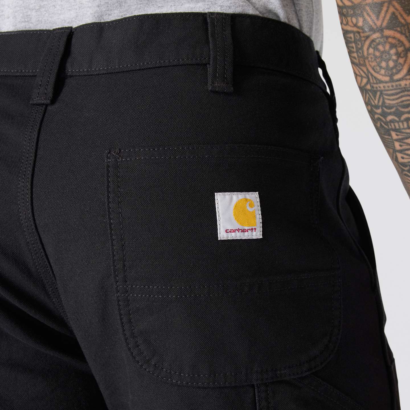 Мужские брюки Carhartt Relaxed Straight Rugged Flex™ Duck Double-Front Dungaree, цвет: Чёрный — фото 5