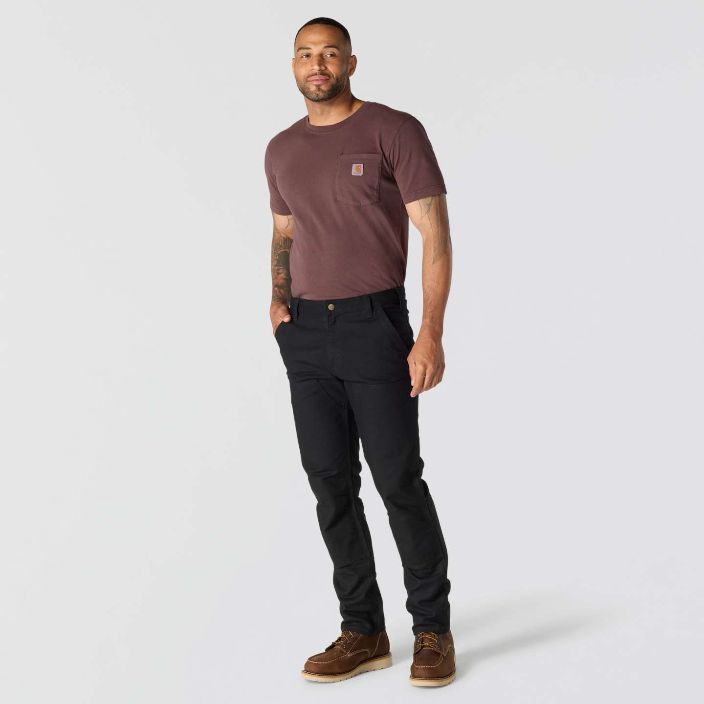Мужские брюки Carhartt Slim Tapered Rugged Flex™ Duck Double-Front Dungaree, цвет: Чёрный — фото 6