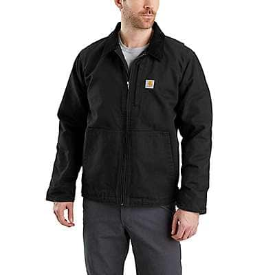 Carhartt Men's Black Full Swing® Loose Fit Washed Duck Fleece-Lined Jacket