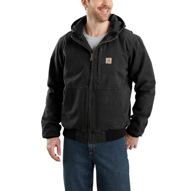 Carhartt  Black Full Swing® Loose Fit Washed Duck Fleece-Lined Active Jac