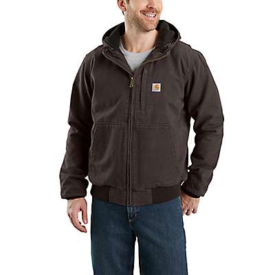 Carhartt Men's Dark Brown Full Swing® Loose Fit Washed Duck Fleece-Lined Active Jac - 2 Warmer Rating
