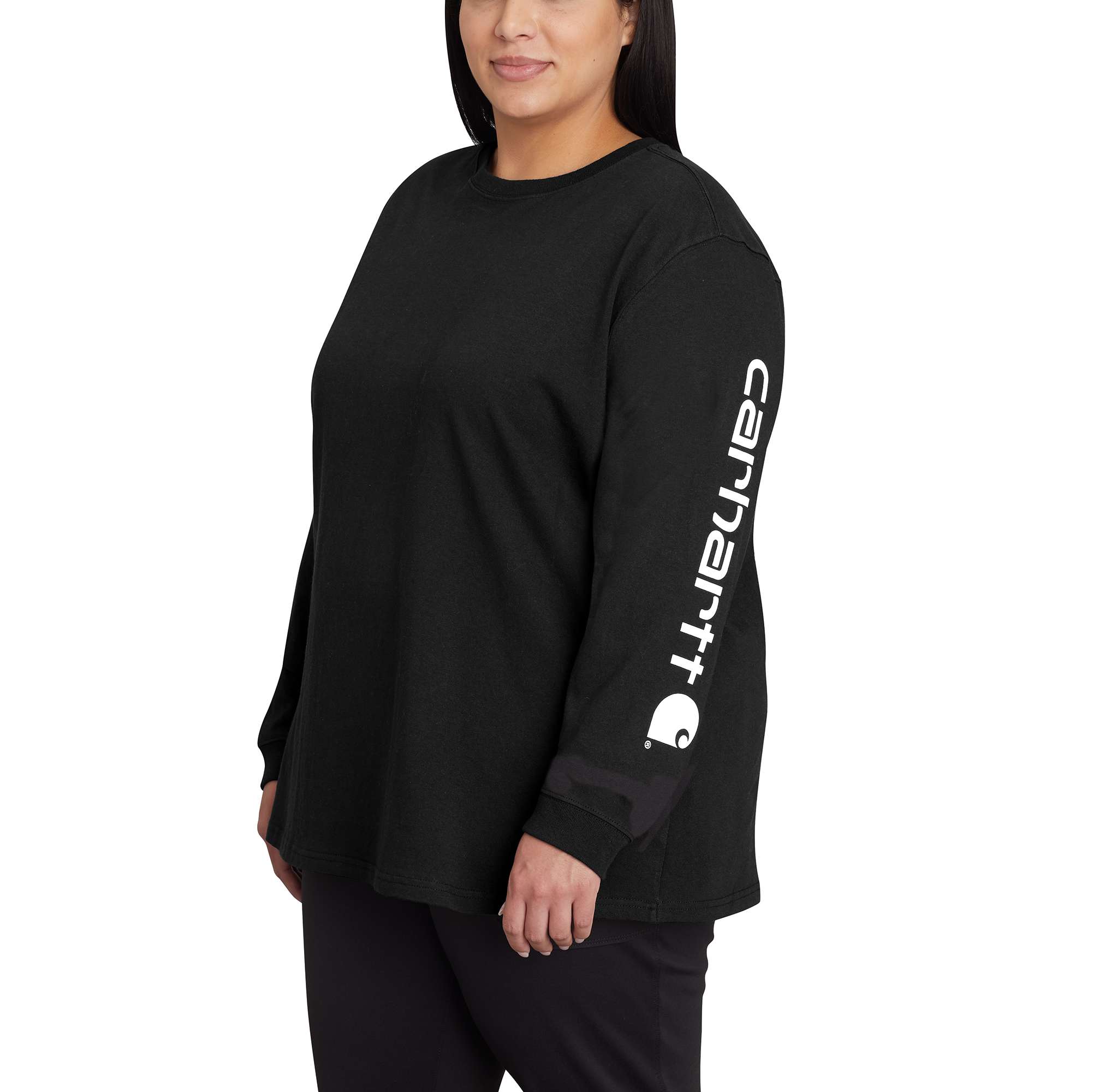 Additional thumbnail 3 of Women's Loose Fit Heavyweight Long-Sleeve Logo Sleeve Graphic T-Shirt