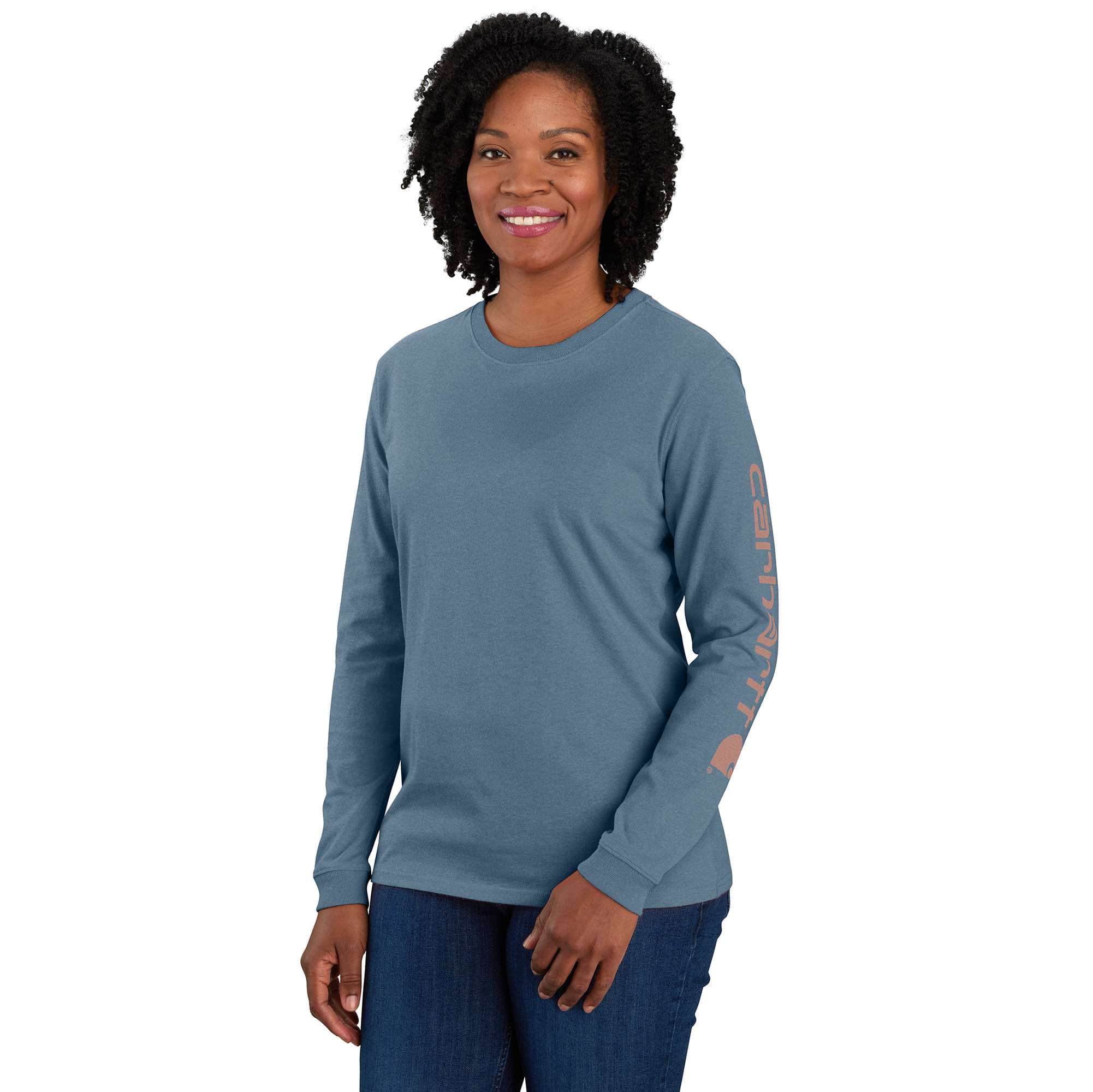 Additional thumbnail 1 of Women's Loose Fit Heavyweight Long-Sleeve Logo Sleeve Graphic T-Shirt