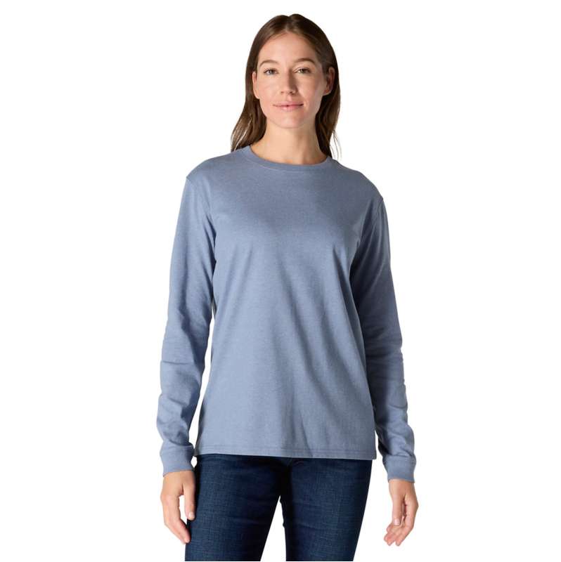Carhartt  Light Faded Navy Heather Women's Loose Fit Heavyweight Long-Sleeve Logo Sleeve Graphic T-Shirt