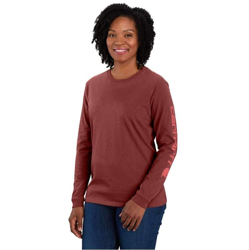 Carhartt  Barnwood Women's Loose Fit Heavyweight Long-Sleeve Logo Sleeve Graphic T-Shirt