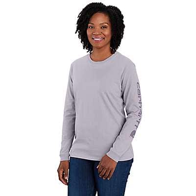 Carhartt Women's Electric Coral Women's Loose Fit Heavyweight Long-Sleeve Logo Sleeve Graphic T-Shirt