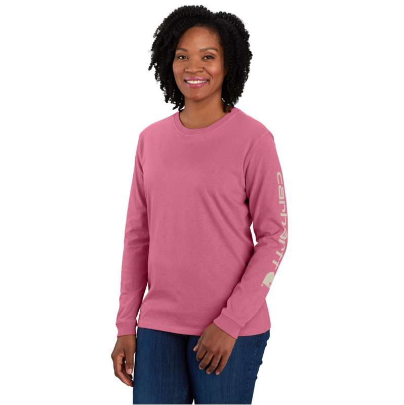 Carhartt  Woodrose Women's Loose Fit Heavyweight Long-Sleeve Logo Sleeve Graphic T-Shirt