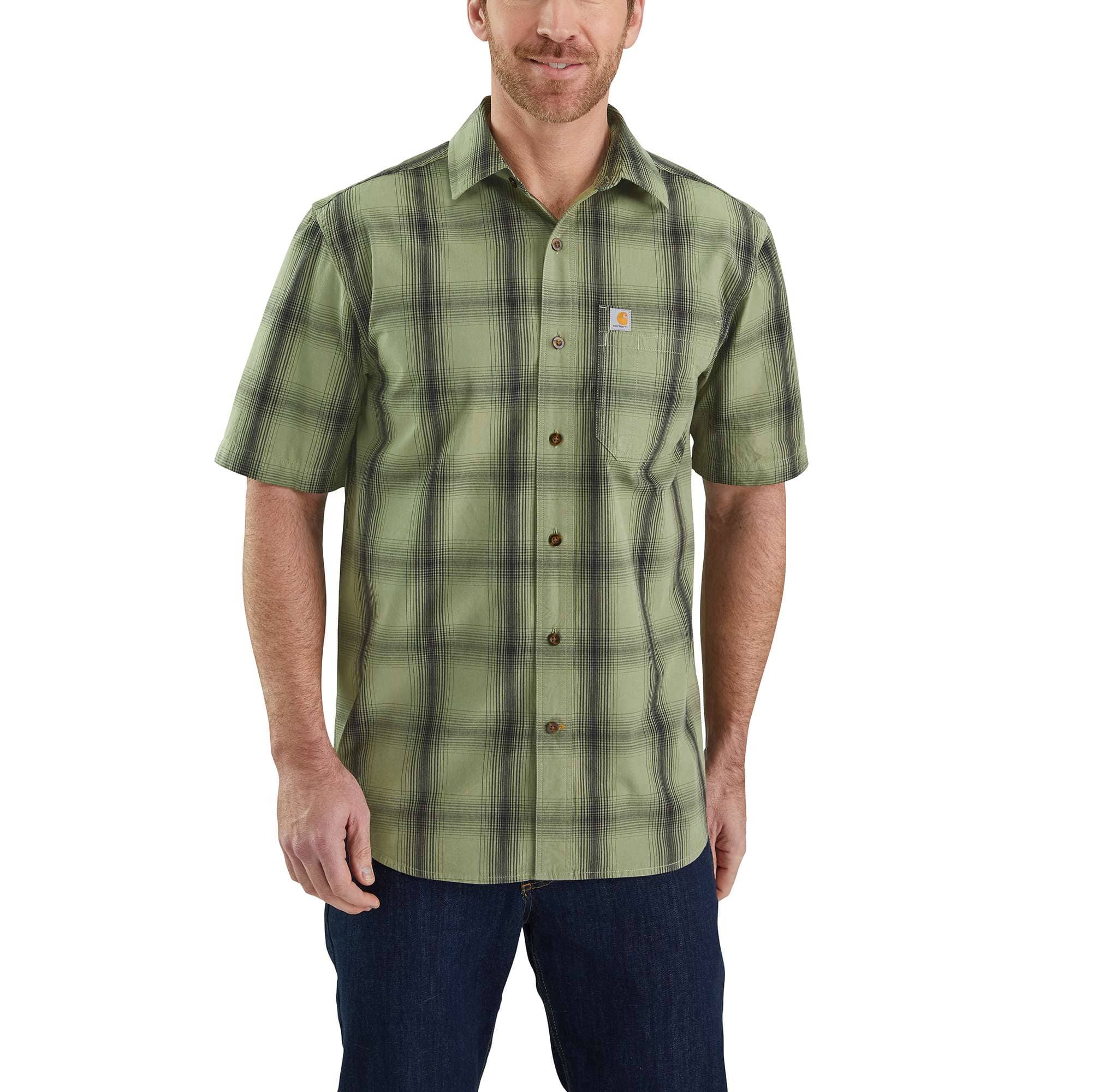 Men S Essential Plaid Open Collar Short Sleeve Shirt Carhartt