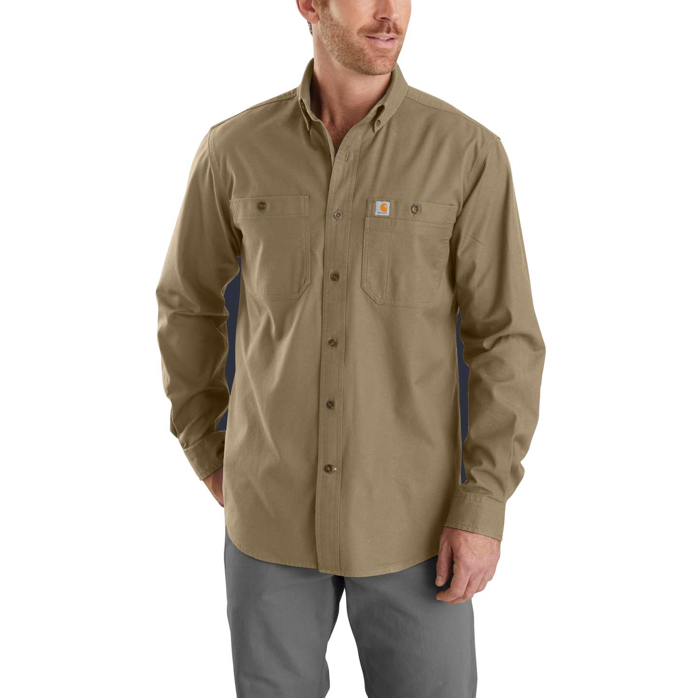 Мужская рубашка Carhartt Windham Relaxed, цвет: Тёмный хаки — фото 1