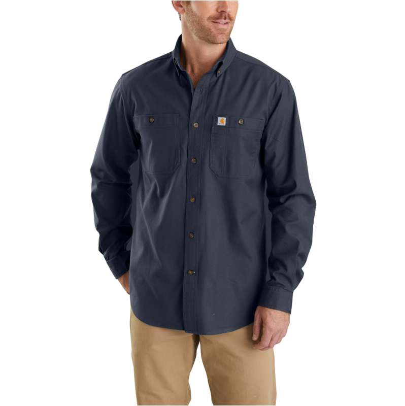 Carhartt  Navy Rugged Flex® Relaxed Fit Midweight Canvas Long-Sleeve Shirt