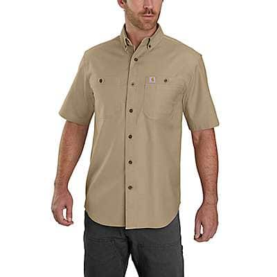 Carhartt Men's Dark Khaki Rugged Flex® Relaxed Fit Midweight Canvas Short-Sleeve Shirt
