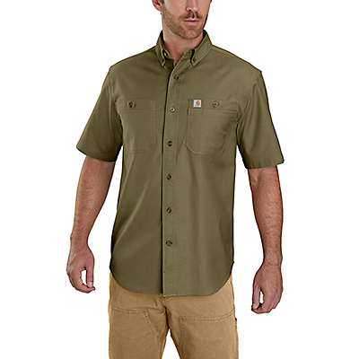 Carhartt Men's Military Olive Rugged Flex® Relaxed Fit Midweight Canvas Short-Sleeve Shirt