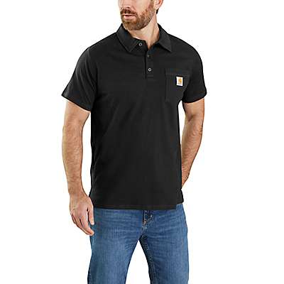 Carhartt Men's Black Force Relaxed Fit Midweight Short-Sleeve Pocket Polo