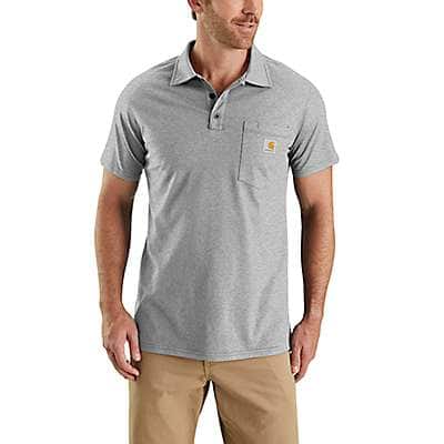Carhartt Men's Heather Gray Force Relaxed Fit Midweight Short-Sleeve Pocket Polo