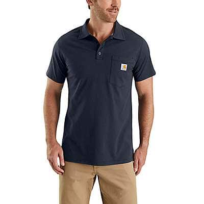 Carhartt Men's Navy Force Relaxed Fit Midweight Short-Sleeve Pocket Polo