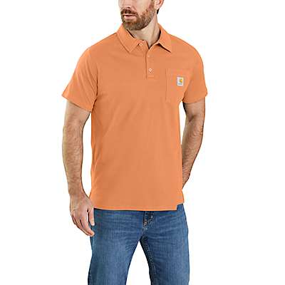 Carhartt Men's Dusty Orange Force Relaxed Fit Midweight Short-Sleeve Pocket Polo