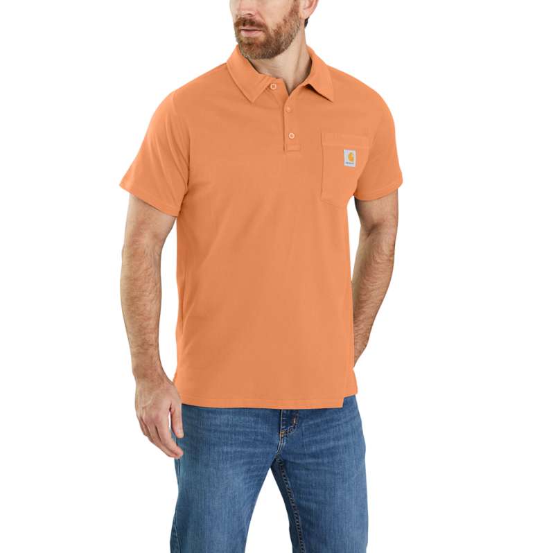 Carhartt  Dusty Orange Force Relaxed Fit Midweight Short-Sleeve Pocket Polo