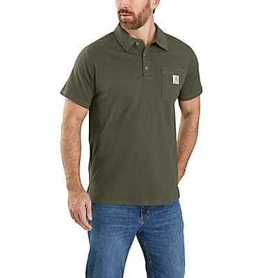 Carhartt Men's Basil Heather Force Relaxed Fit Midweight Short-Sleeve Pocket Polo