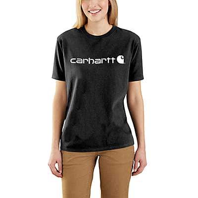 Carhartt Women's Black Women's Loose Fit Heavyweight Short-Sleeve Logo Graphic T-Shirt