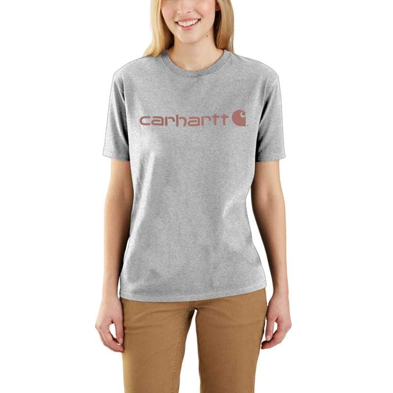 Carhartt  Heather Gray Women's Loose Fit Heavyweight Short-Sleeve Logo Graphic T-Shirt