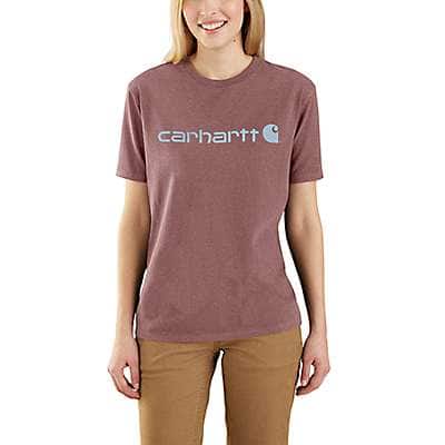 Carhartt Women's Raisin Heather Women's Loose Fit Heavyweight Short-Sleeve Logo Graphic T-Shirt