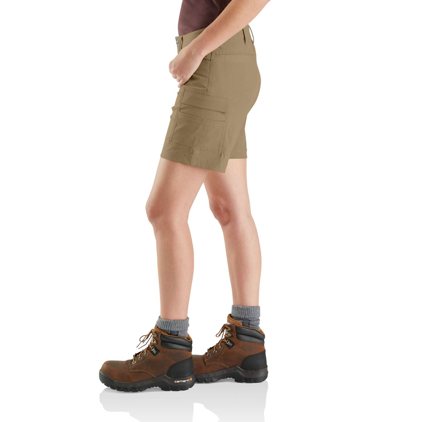Женские шорты Carhartt Force Relaxed Fit Lightweight Ripstop Cargo Work, цвет: Тёмный хаки — фото 4