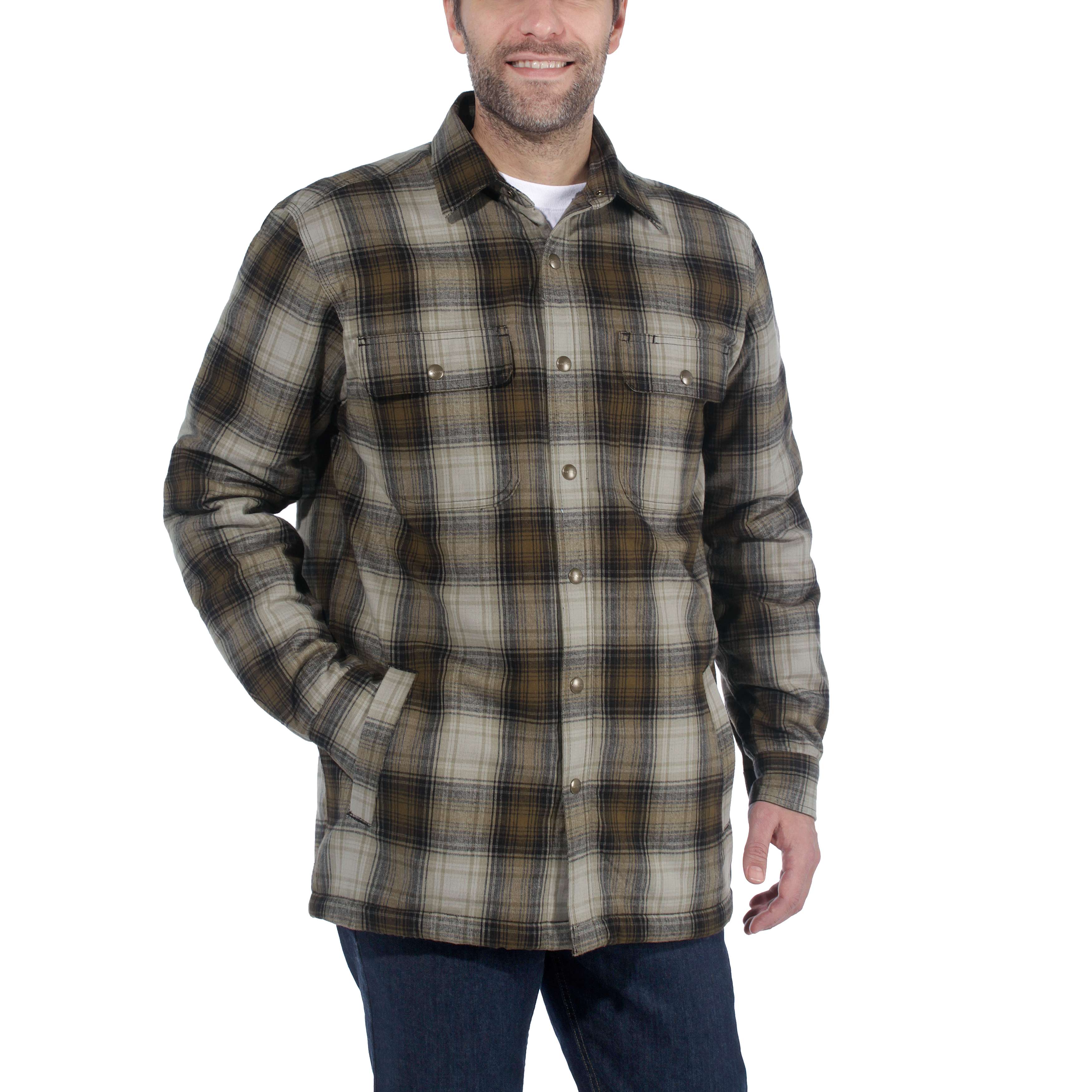 Men's Hubbard Sherpa-Lined Plaid Flannel Shirt Jac | Carhartt