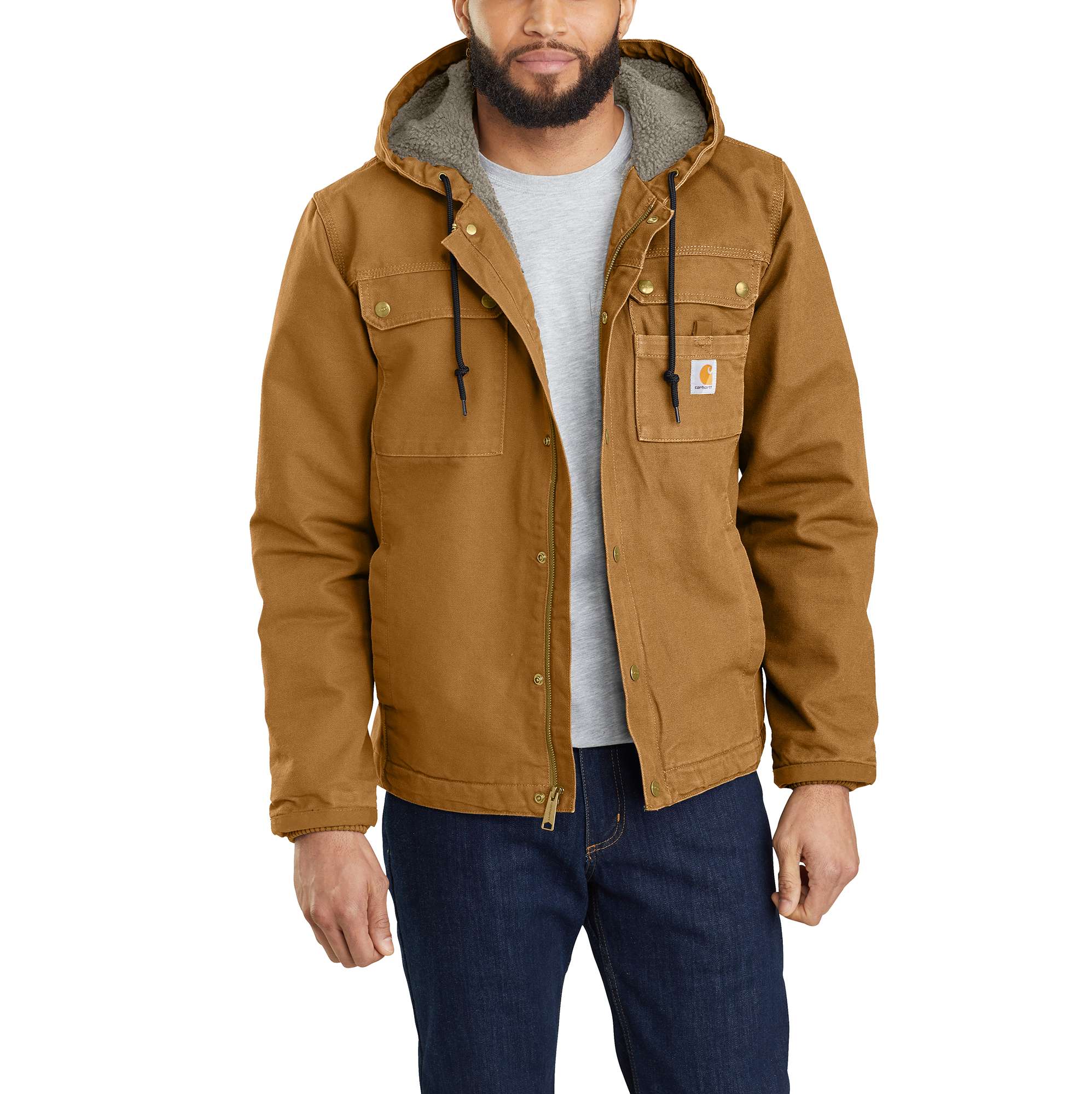 Men's Sherpa-Lined Utility Jacket - Relaxed Fit - Washed Duck