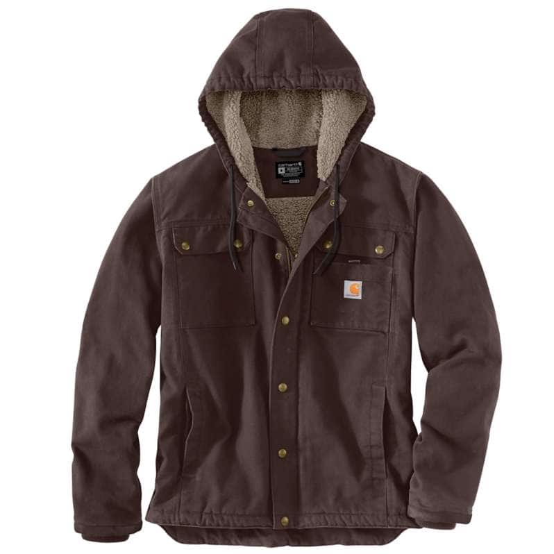 Carhartt  Dark Brown Men's Sherpa-Lined Utility Jacket - Relaxed Fit - Washed Duck