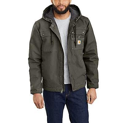 Carhartt Men's Dark Brown Relaxed Fit Washed Duck Sherpa-Lined Utility Jacket